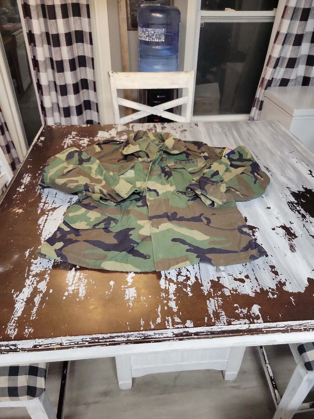 Vintage US Army M-65 Field Jacket Woodland Camo Small Short 1st Armored Division